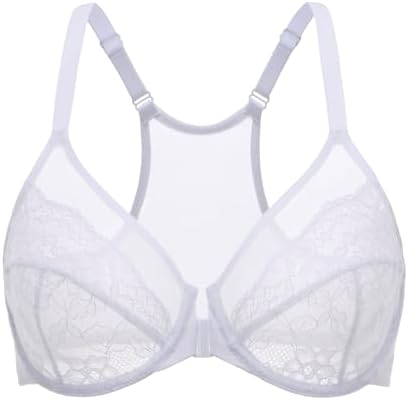 Front Closure Racerback Lace Bras, White