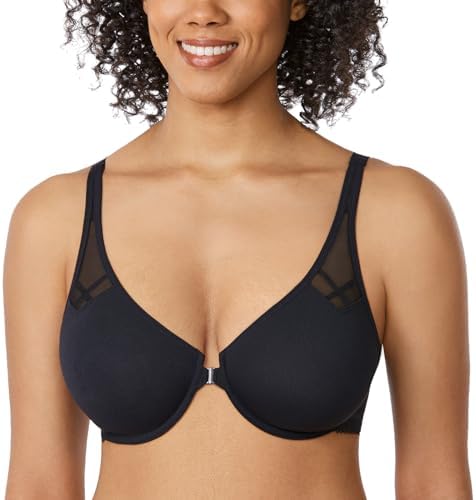 Front Closure Racerback Plus Size Bra, Black