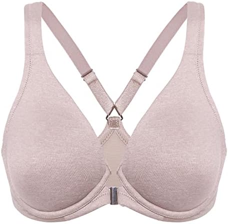 Front Closure Racerback Plus Size Bra, Cameo Heather