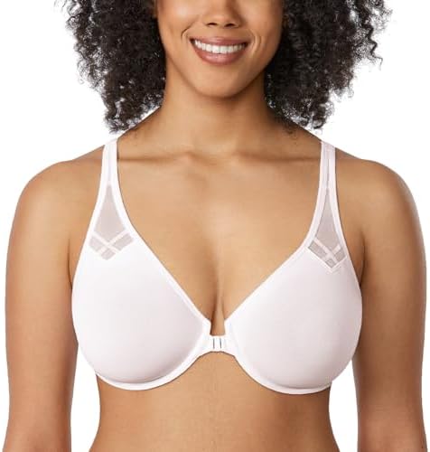 Front Closure Racerback Plus Size Bra, Coconut White