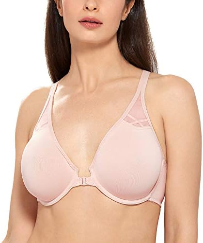 Front Closure Racerback Plus Size Bra, Gentle Rose