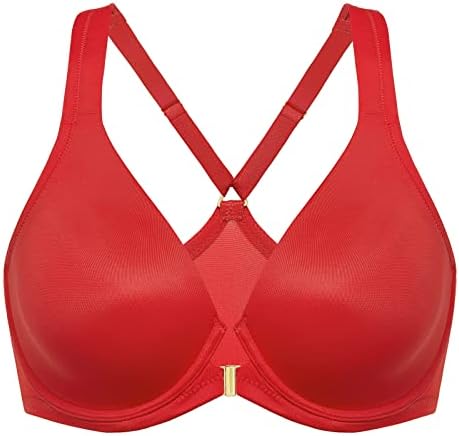 Front Closure Racerback Plus Size Bra, Lipstick Red
