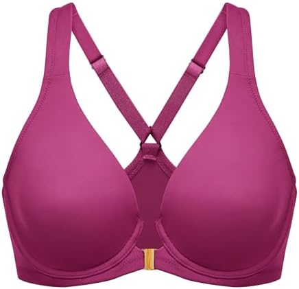 Front Closure Racerback Plus Size Bra, Magenta Purple
