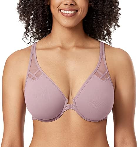 Front Closure Racerback Plus Size Bra, Mauve Shadows