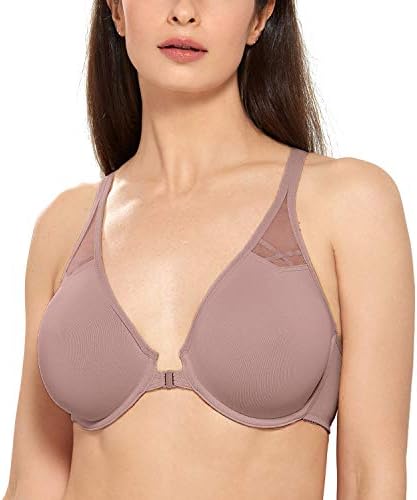 Front Closure Racerback Plus Size Bra, Mochaccino