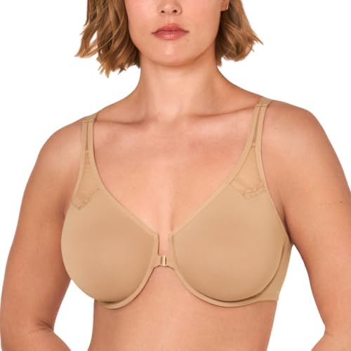 Front Closure Racerback Plus Size Bra, Natural