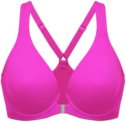 Front Closure Racerback Plus Size Bra, Rose Purple