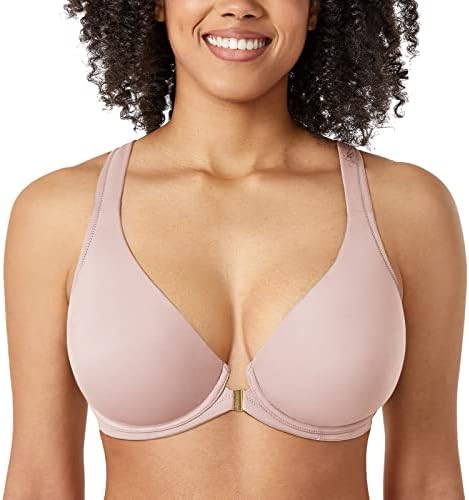 Front Closure Racerback Plus Size Bra, Rose Smoked