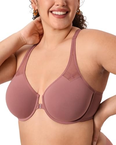 Front Closure Racerback Plus Size Bra, Vintage Rose