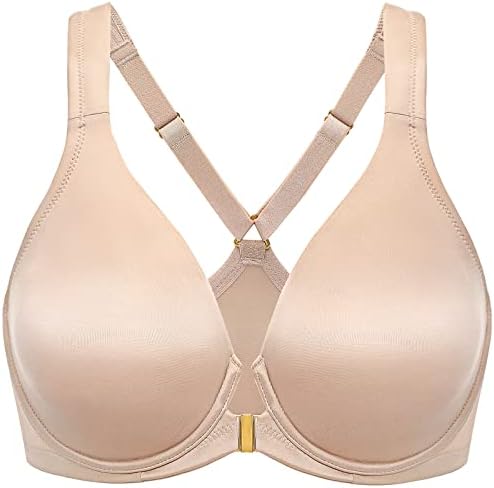 Front Closure Racerback Seamless Bras, Beige