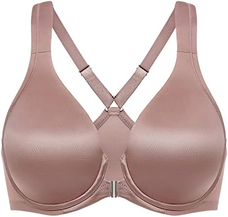 Front Closure Racerback Seamless Bras, Mochaccino