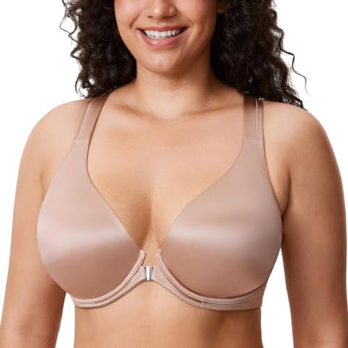 Front Closure Racerback Seamless Bras, Nude