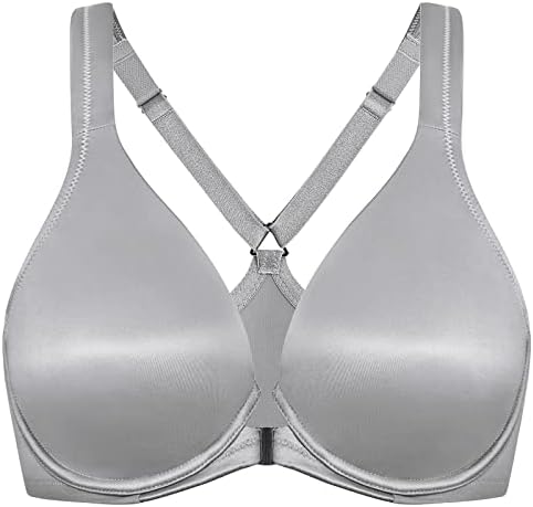 Front Closure Racerback Seamless Bras, Quantum Grey