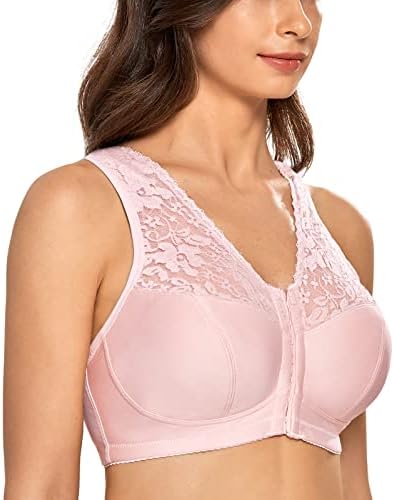 Front Closure Racerback Wireless Bras, Gentle Rose