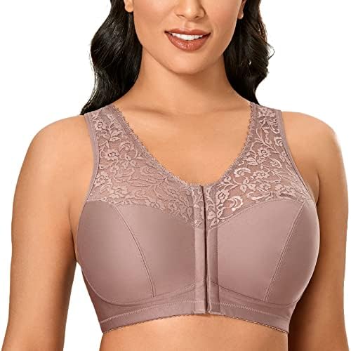 Front Closure Racerback Wireless Bras, Mochaccino