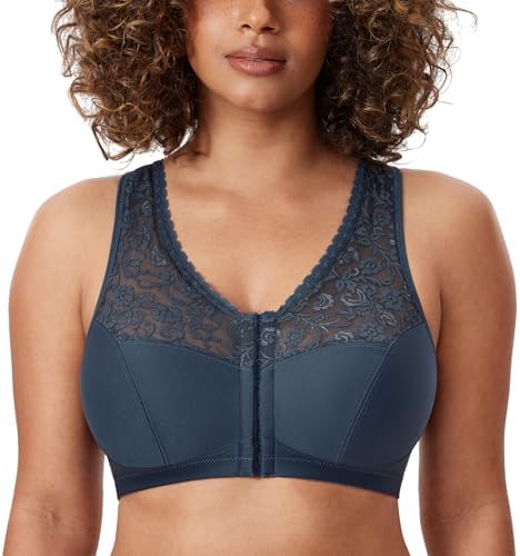 Front Closure Racerback Wireless Bras, Sargasso