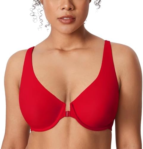 Front Closure Seamless Bras, Lipstick Red