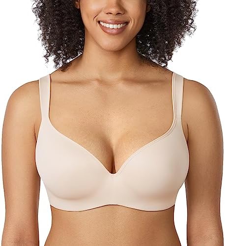 Full Coverage Balconette Tshirt Underwire Lightly Lined Bras, Beige