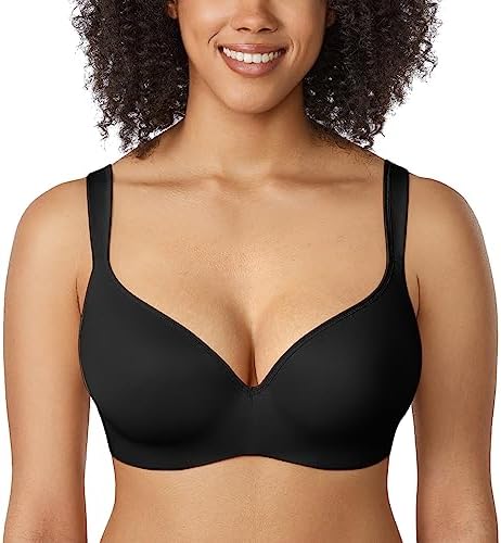 Full Coverage Balconette Tshirt Underwire Lightly Lined Bras, Black