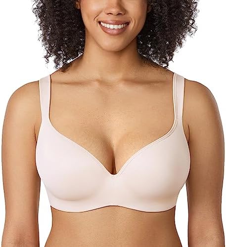 Full Coverage Balconette Tshirt Underwire Lightly Lined Bras, Rose White