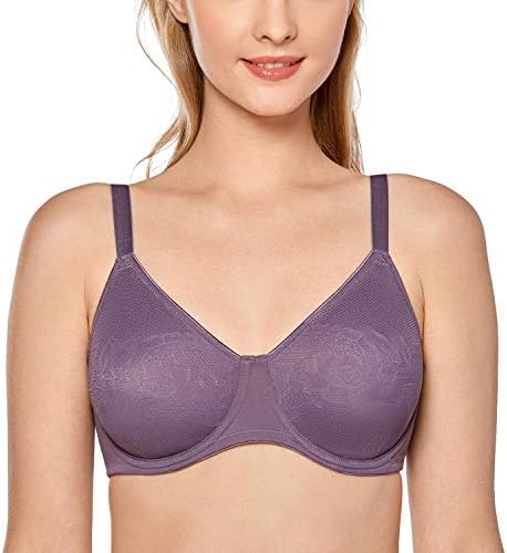 Full Coverage Bras Plus Size Support Underwire, Black Violet
