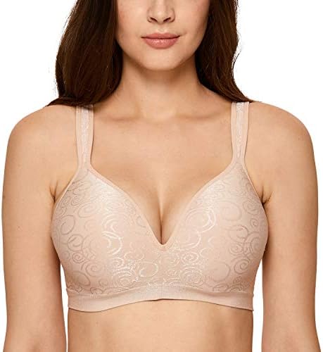 Full Coverage Lightly Padded Support Wireless Bra, Beige