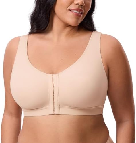 Inbarely Lift Front Closure Wireless Bras, Beige