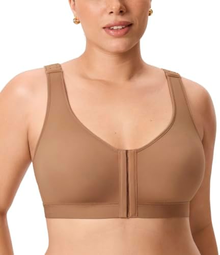 Inbarely Lift Front Closure Wireless Bras, Gravel Beige