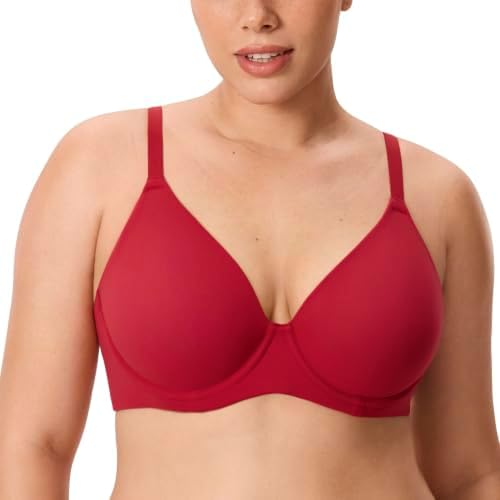 Inbarely Lift Full Coverage Back Smooth Bras, Dark Red