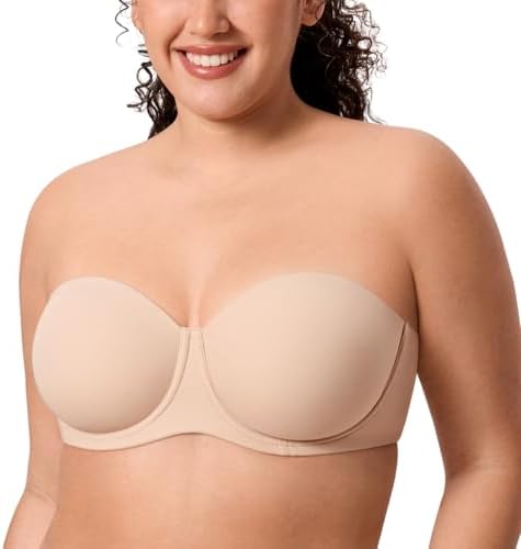 Inbarely Lift Unlined Plus Size Strapless Bra, Beige