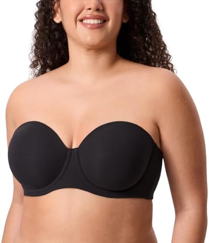 Inbarely Lift Unlined Plus Size Strapless Bra, Black