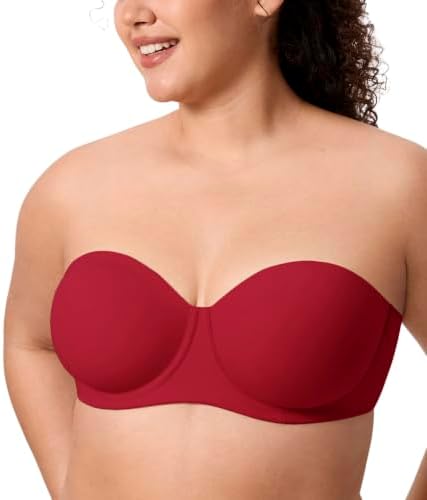 Inbarely Lift Unlined Plus Size Strapless Bra, Dark Red