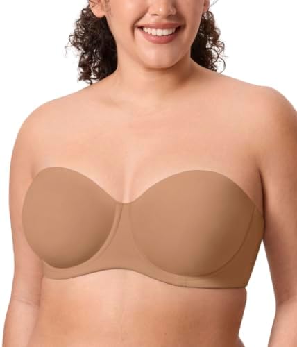 Inbarely Lift Unlined Plus Size Strapless Bra, Gravel Beige