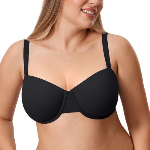 Inbarely Plus Balconette Plus Size Bras, Black