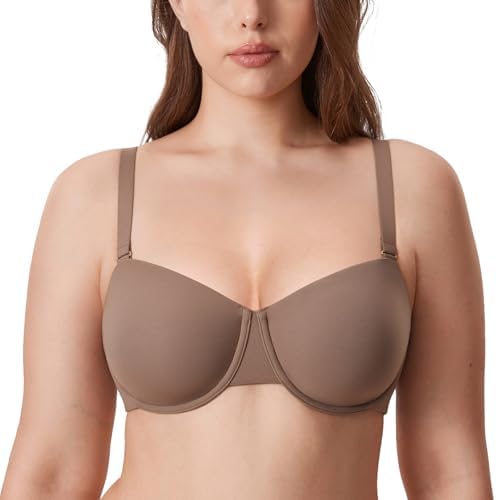 Inbarely Plus Balconette Plus Size Bras, Brown Purple