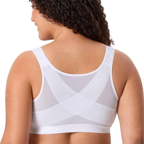 Inbarely Plus Front Closure Posture Bras, White