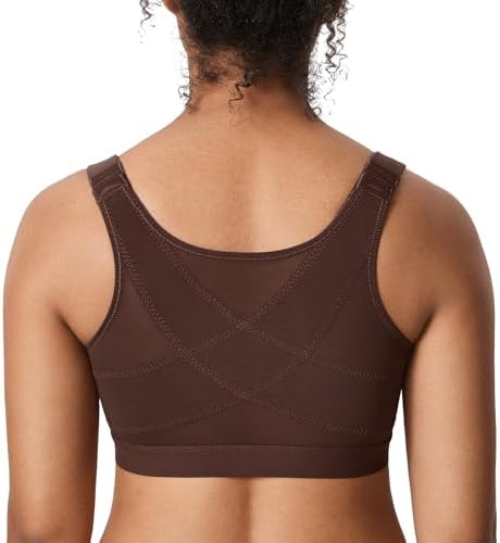 Inbarely Plus Front Closure Posture Wireless Bra, Hazelnut
