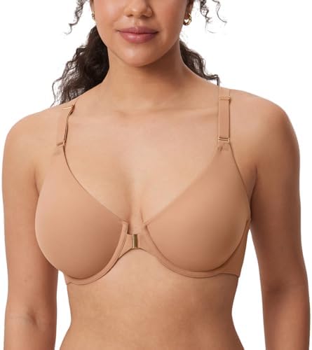 Inbarely Plus Front Closure Raceback Bras, Barely Buff