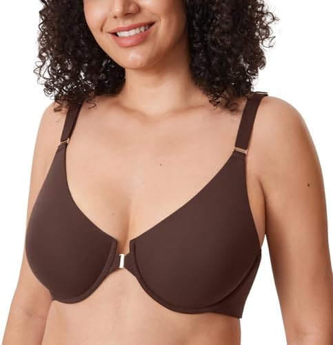 Inbarely Plus Front Closure Raceback Bras, Hazelnut