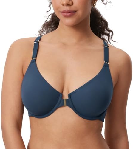 Inbarely Plus Front Closure Raceback Bras, Sargasso