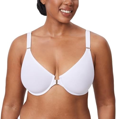 Inbarely Plus Front Closure Raceback Bras, White