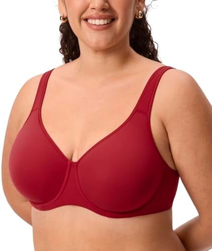 Inbarely Plus Full Coverage Bras, Dark Red