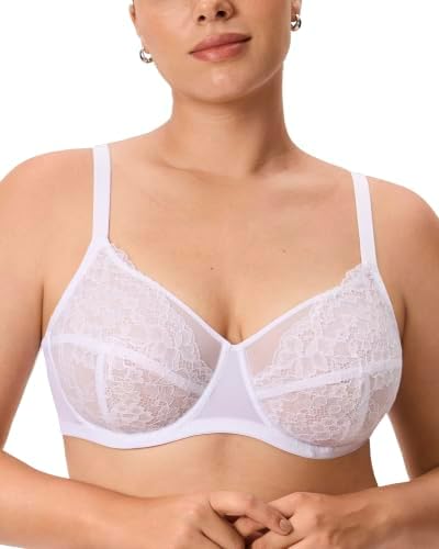 Lace Full Coverage Plus Size Bras, White