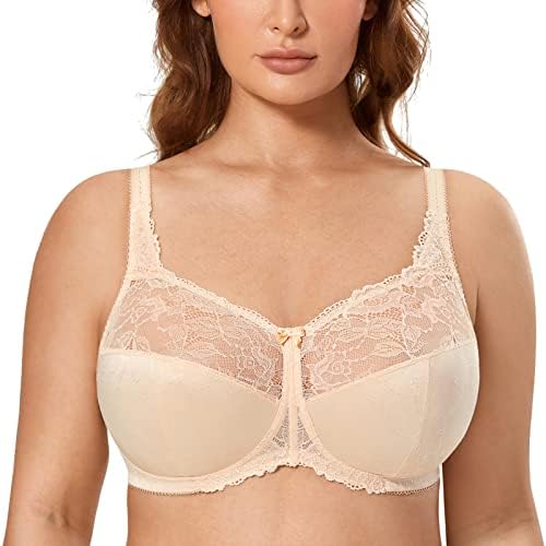 Lace Wireless Plus Size Bra, Beige