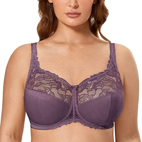 Lace Wireless Plus Size Bra, Black Violet