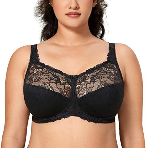 Lace Wireless Plus Size Bra, Black