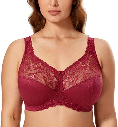Lace Wireless Plus Size Bra, Cranberry