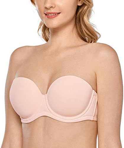 Lightly Padded Plus Size Strapless Bras, Apricot Pink