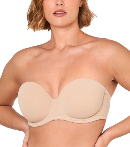 Lightly Padded Plus Size Strapless Bras, Beige