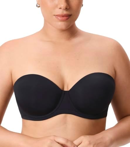 Lightly Padded Plus Size Strapless Bras, Black